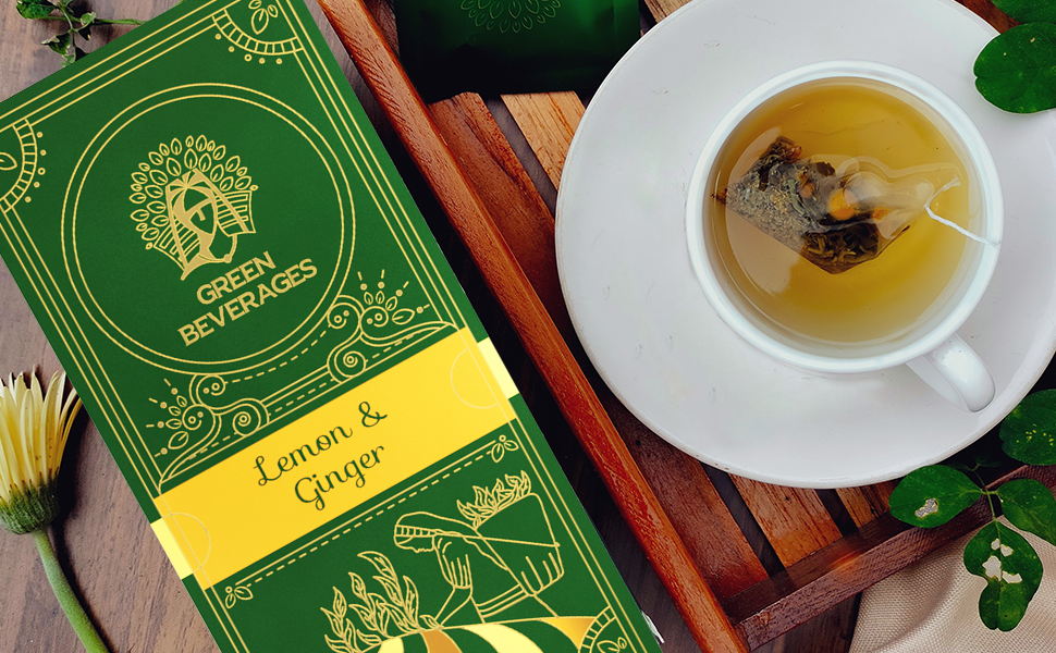 green beverages lemon and ginger green tea