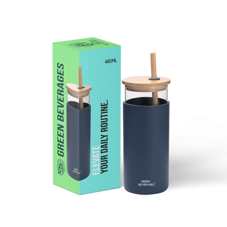 blue glass tumbler - 480ml.