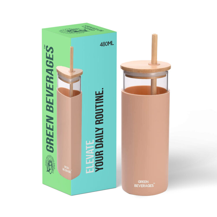 Glass tumbler-peach 480ml.