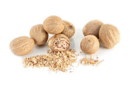 nutmeg against white background